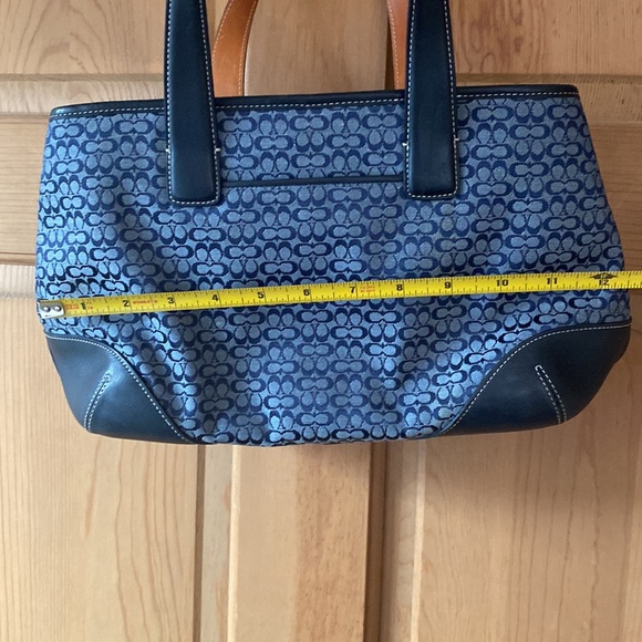 Coach Navy fabric and leather hand bag - Picture 13 of 16